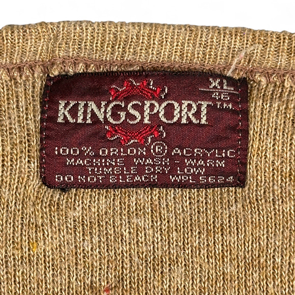Vintage Kingsport Sweater Vest Adult MEDIUM Brown V Neck Knit USA Made 70s - Picture 4 of 7